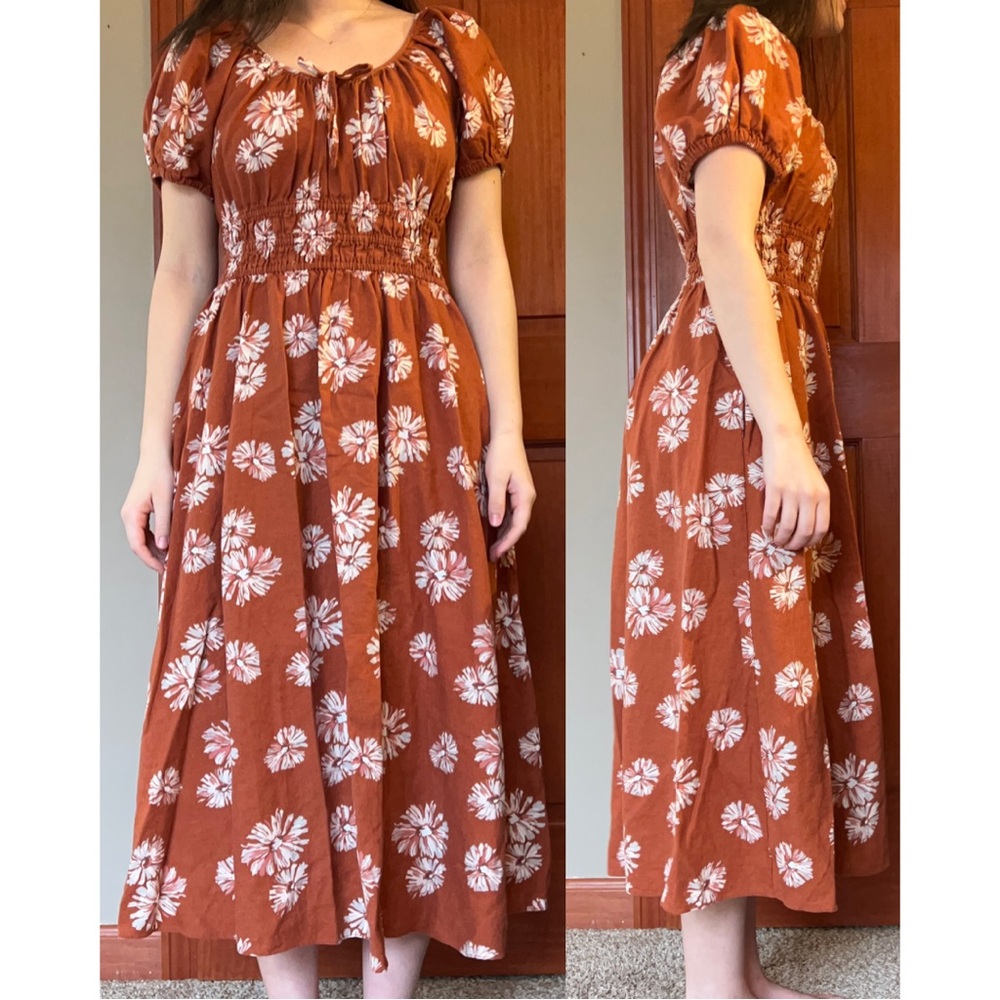 Madewell Linen Blend Sophia Midi Dress